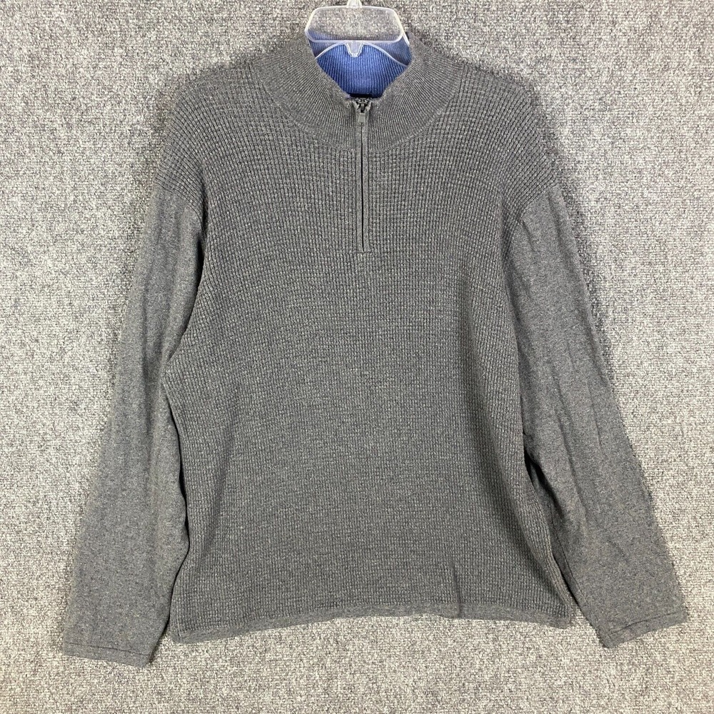 Zachary Prell 1/4 Zip Men's XXL Sweater 2XL Pullover Gray Cotton‎ Blend Adults